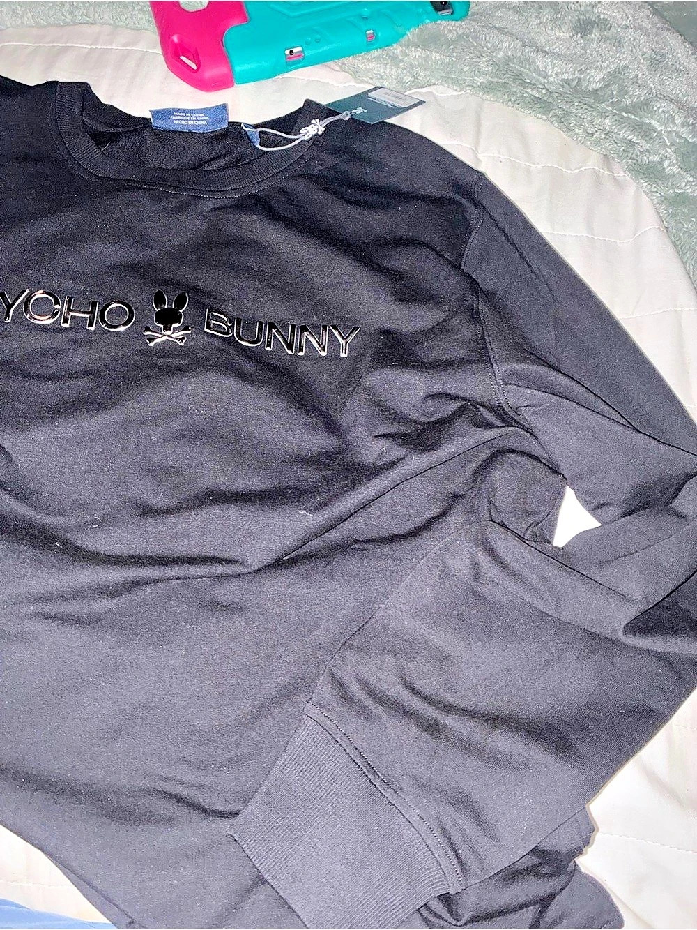 Psycho Bunny Laveta French Terry Crew Sweatshirt Black Large